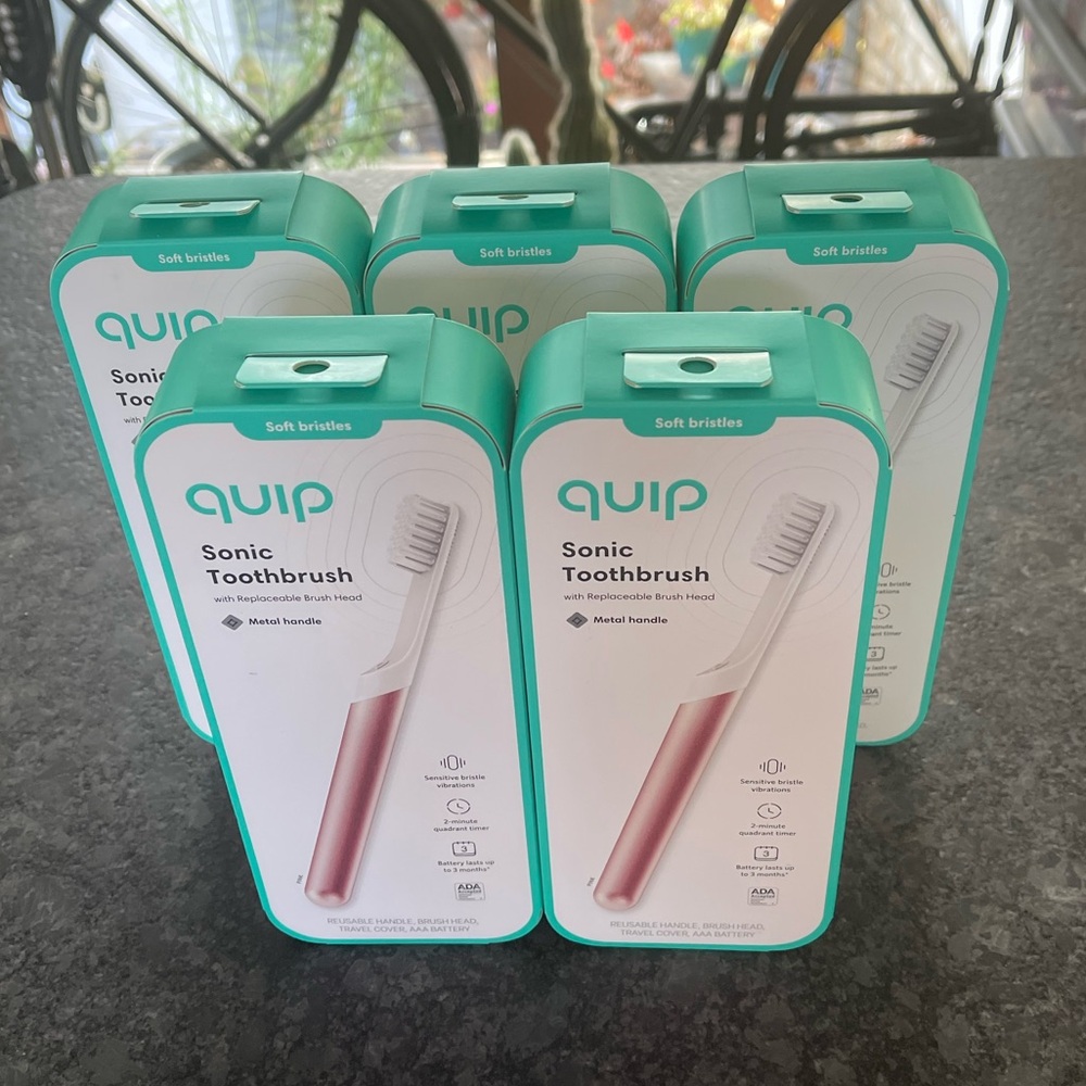 Quip Sonic Rechargeable Toothbrush for Adults in Pink Metal 1 charge = 3 months - Picture 2 of 3